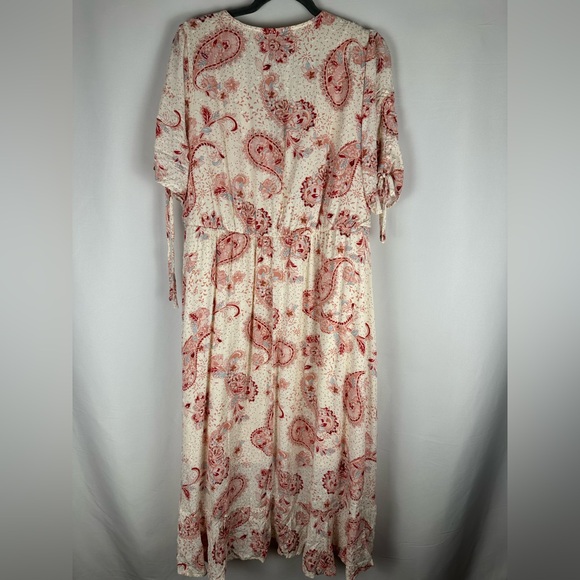 Torrid Midi Challis Flutter Sleeve Paisley Print Linen Surplice Dress NWT - Picture 10 of 10
